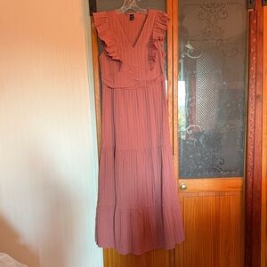 SHEIN Dusty Pink Ruffled Maxi Dress